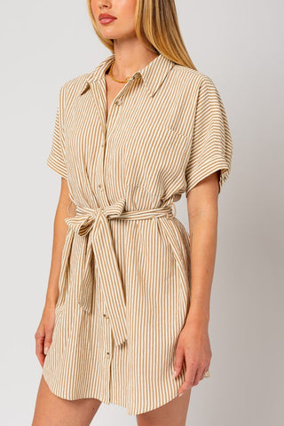 Half Sleeve Button Down Shirt Dress Dress