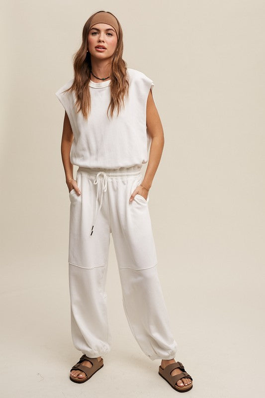 Athleisure French Terry Loose Jogger Jumpsuit jummpsuit