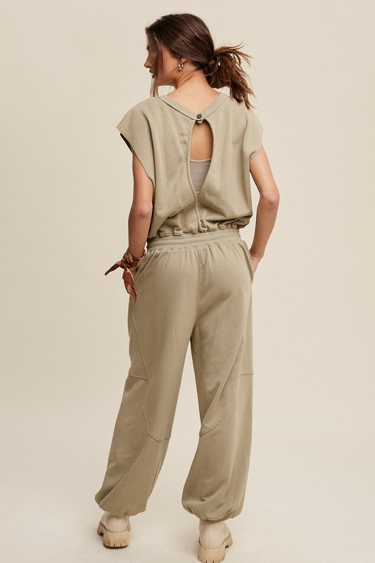 Athleisure French Terry Loose Jogger Jumpsuit jummpsuit