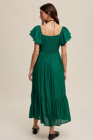 Square Neck Ruffled Short Sleeve Maxi Dress Dress