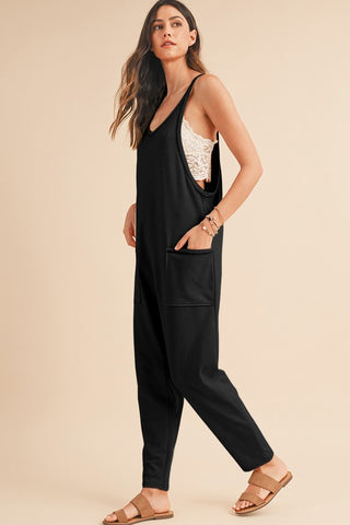 Side Pockets Pants Sleeveless V Neck Jumpsuit jummpsuit