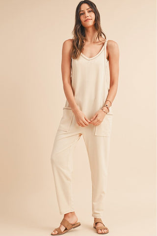 Side Pockets Pants Sleeveless V Neck Jumpsuit jummpsuit