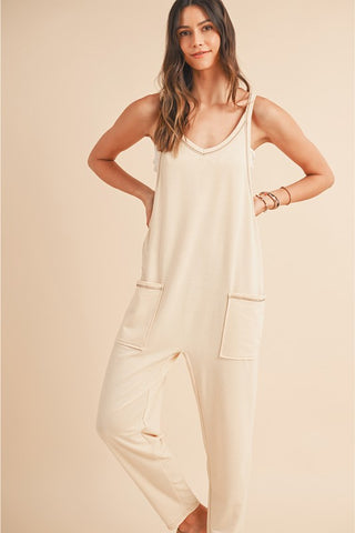 Side Pockets Pants Sleeveless V Neck Jumpsuit jummpsuit