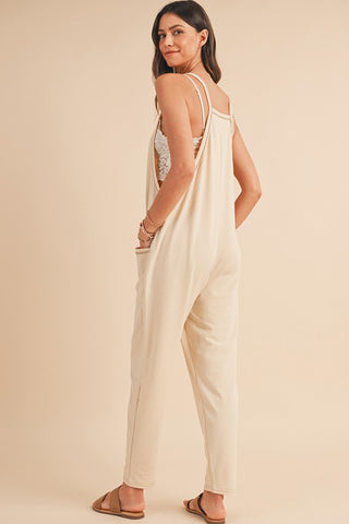 Side Pockets Pants Sleeveless V Neck Jumpsuit jummpsuit