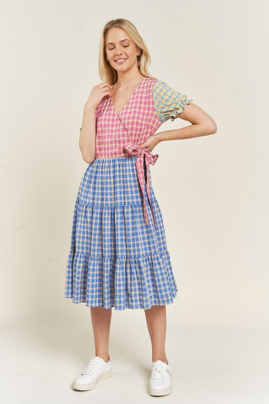 Colorblock gingham Dress Dress