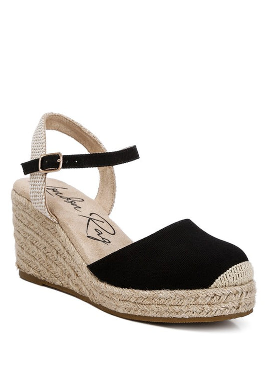 Trand Wedge Espadrille Sandals Black Sandals