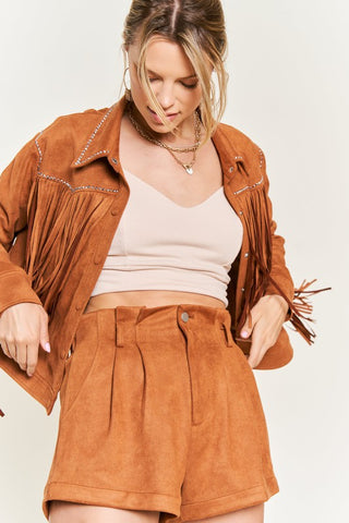 Suede studded fringe jacket Jacket