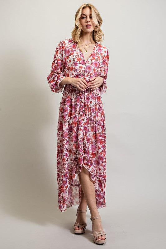 Bohemian High Low Floral Maxi Dress Dresses