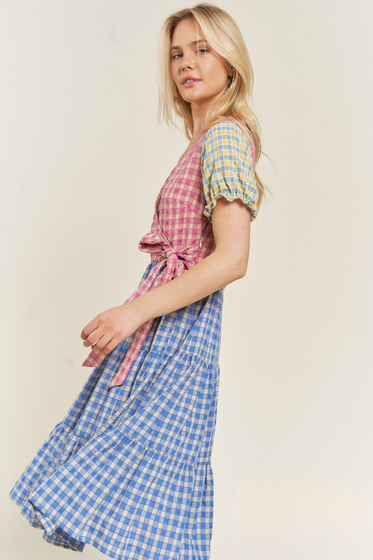 Colorblock gingham Dress Dress