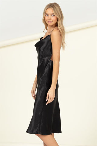 Meet you There Cowl Neck Midi Dress BLACK Dress