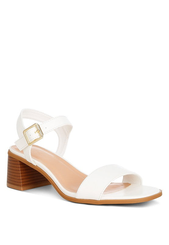 Varya Stacked Heel Sandals White sandals