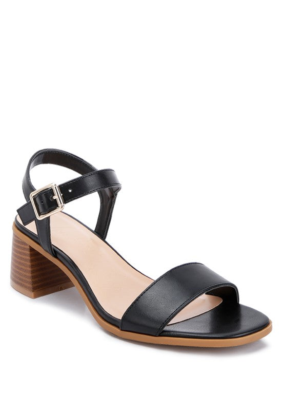 Varya Stacked Heel Sandals Black sandals