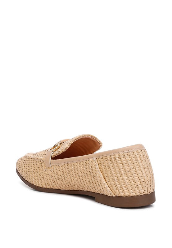 Asher Horsebit Embellished Raffia Loafers loafers