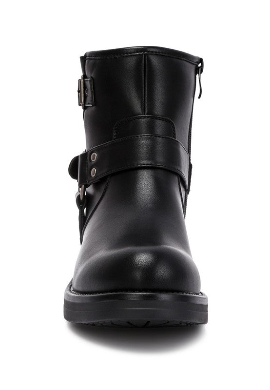 Allux Faux Leather Pin Buckle Boots Boots