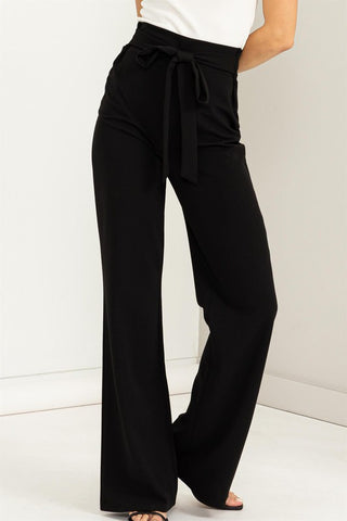 Seeking Sultry High-Waisted Tie Front Flared Pants BLACK Pants