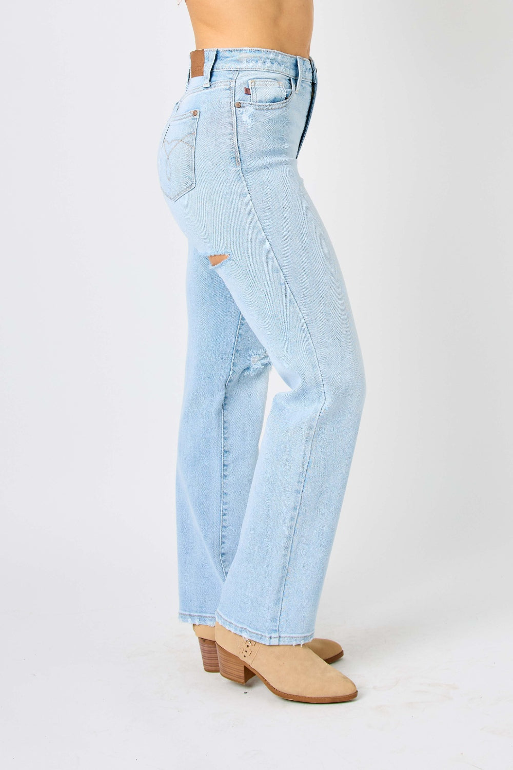 Judy Blue Full Size High Waist Distressed Straight Jeans Jeans