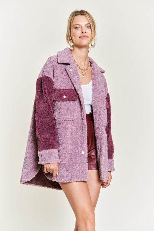 Colorblock sherpa jacket BERRY COMBO Jacket