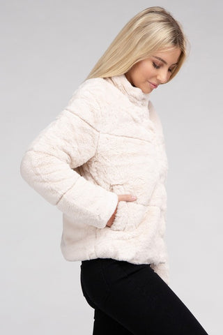Fluffy Zip-Up Sweater Jacket Jacket
