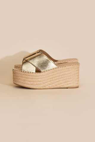 Raffia Platform Slides Sandals