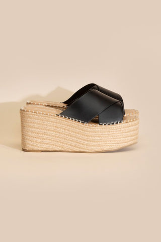 Raffia Platform Slides Sandals