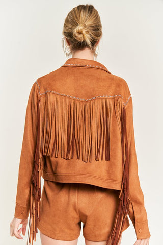 Suede studded fringe jacket Jacket