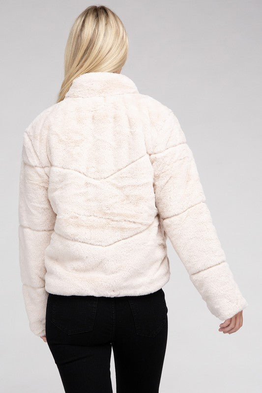 Fluffy Zip-Up Sweater Jacket Jacket