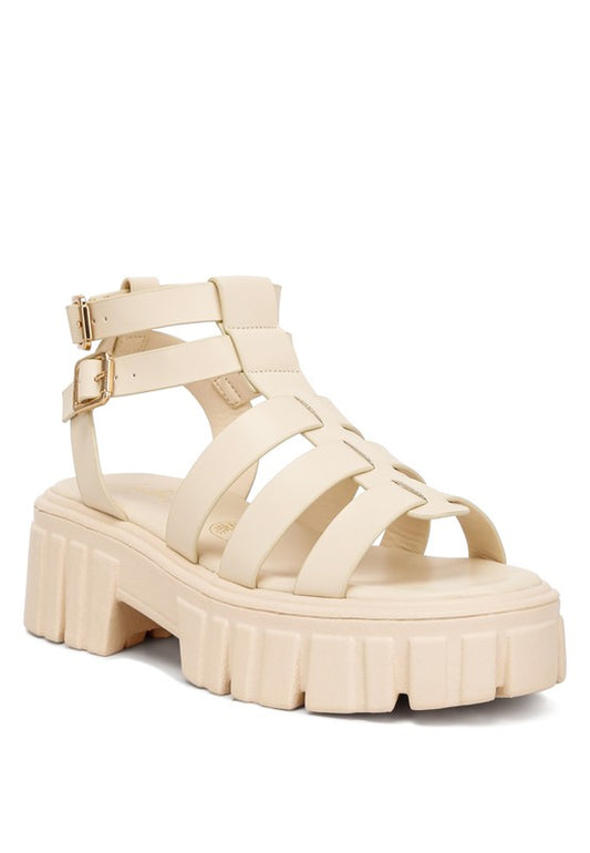 Dewey Recycled Faux Leather Gladiators Beige gladiators