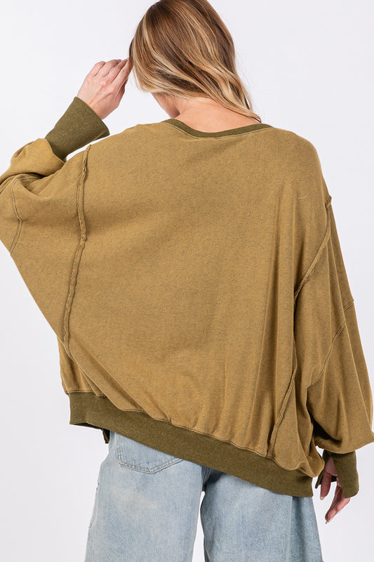 Mineral Wash Side Slit Oversized Sweatshirt sweatshirt