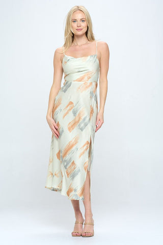 Paint Stroke Midi Slip Dress Dress