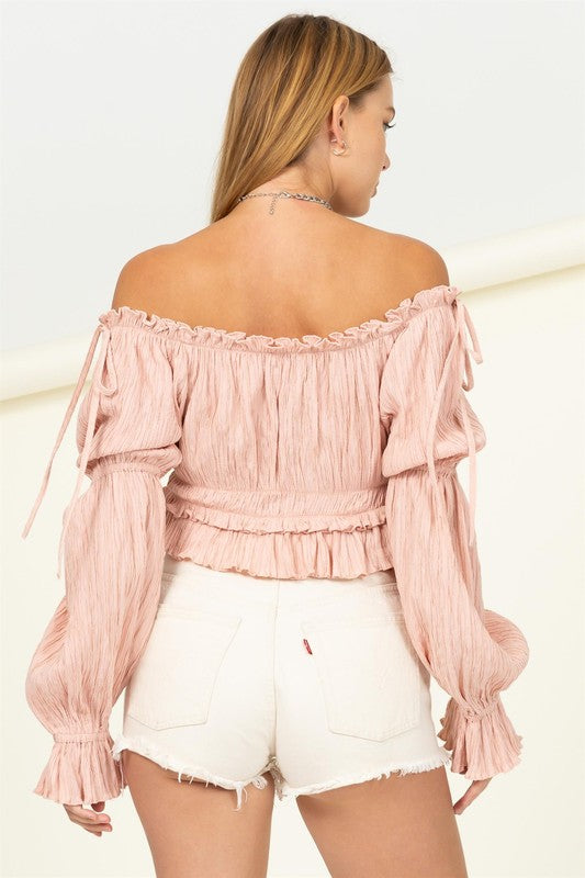 Dipped in Sugar Flounce Hem Blouse Top