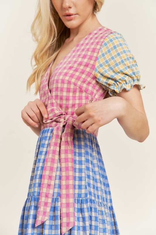 Colorblock gingham Dress Dress