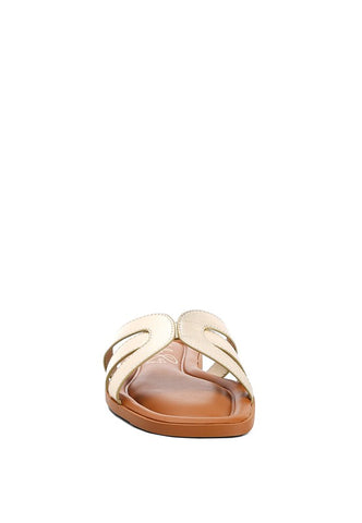 Aura Faux Leather Flat Sandals Sandals