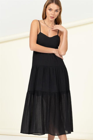 Full Heart Smocked Cutout Midi Dress BLACK Dress