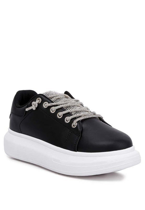 Jaxen Rhinestones Lace Up Sneakers BLACK sneakers