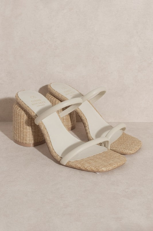 D-MARGARET-RAFFIA, HIGH HEEL, MULES BEIGE Sandals