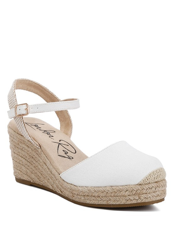 Trand Wedge Espadrille Sandals White Sandals