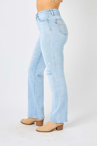 Judy Blue Full Size High Waist Distressed Straight Jeans Jeans