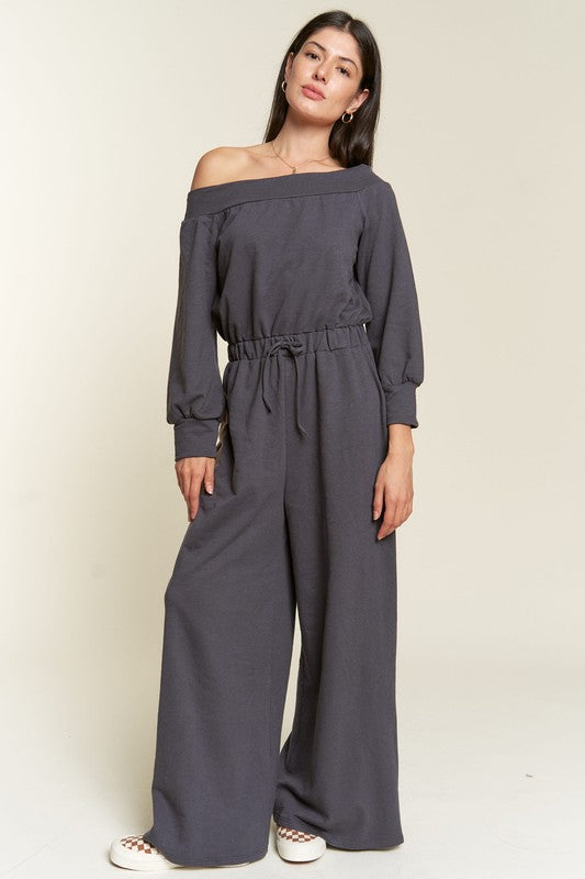 One Shoulder terry jumpsuit dark gray Jumpsuits and Rompers