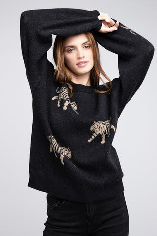 Tiger Pattern Sweater BLACK Sweater