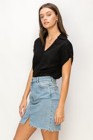 Always a Delight Short Sleeve Linen Top Top