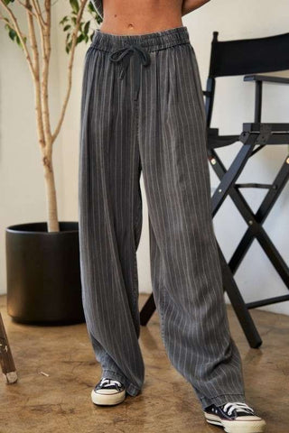 Stripe Button Down Shirt and Long Pants Set Set