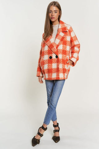 Fuzzy Boucle Textured Double Breasted Coat Jacket Coat