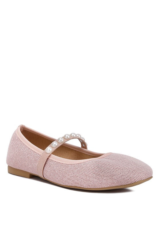 Sassie Pearl Embellished Ballerina Flats PINK flats