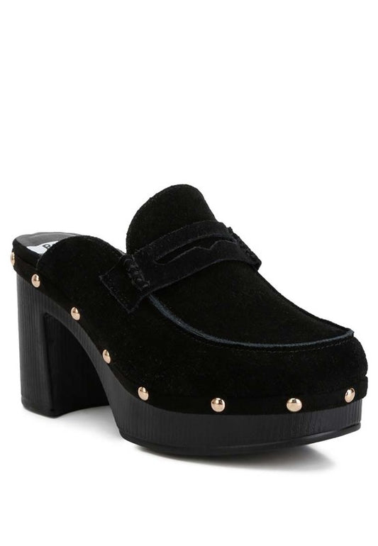 Riley Suede Platform Clogs Black clogs