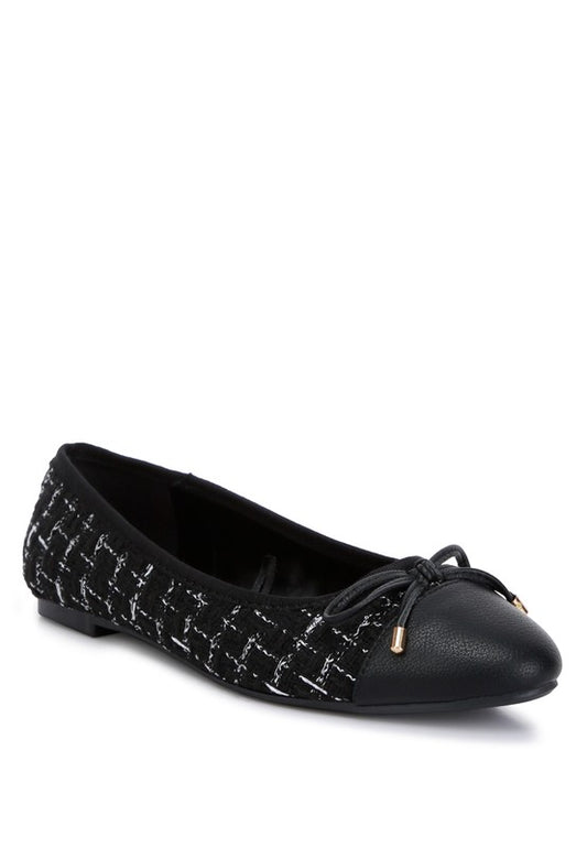 Junpey Plaid Tweed Ballet Flats BLACK flats