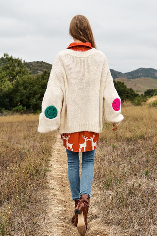 The Fuzzy Smile Long Bell Sleeve Knit Cardigan cardigan