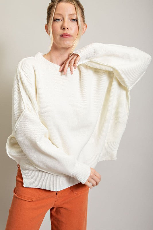 Long Sleeve Ribbed Sweater OFF WHITE Sweater