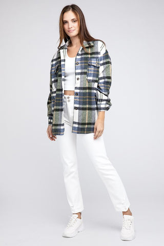 Textured Shirts With Big Checkered Point Shirt