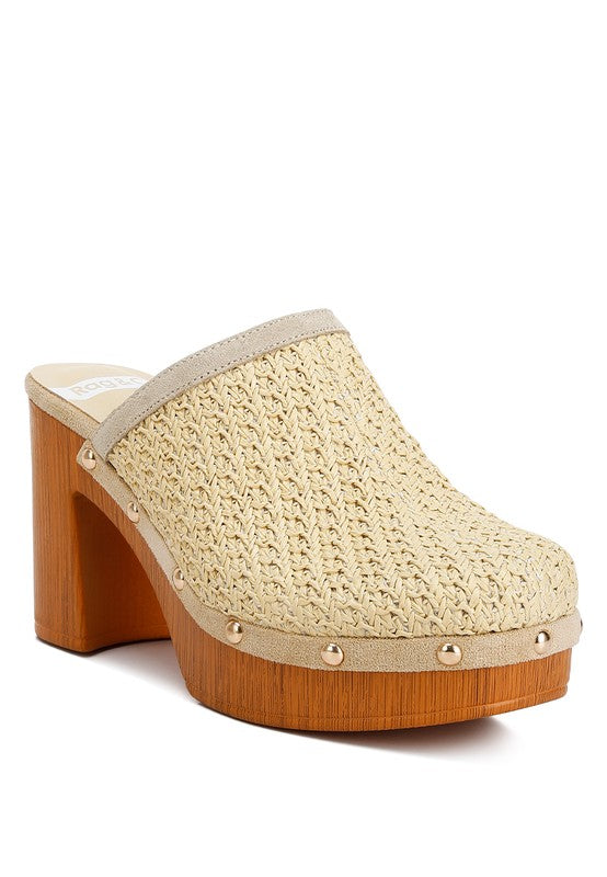 Jeydena Raffia Platform Clogs Natural clogs