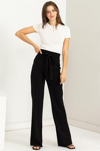 Seeking Sultry High-Waisted Tie Front Flared Pants Pants